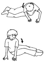 sit on the floor and twist one's waist