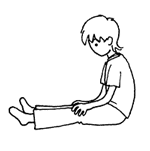 sit on the floor with legs stretch out.