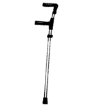 a walking stick with a fixture to steady one's elbow